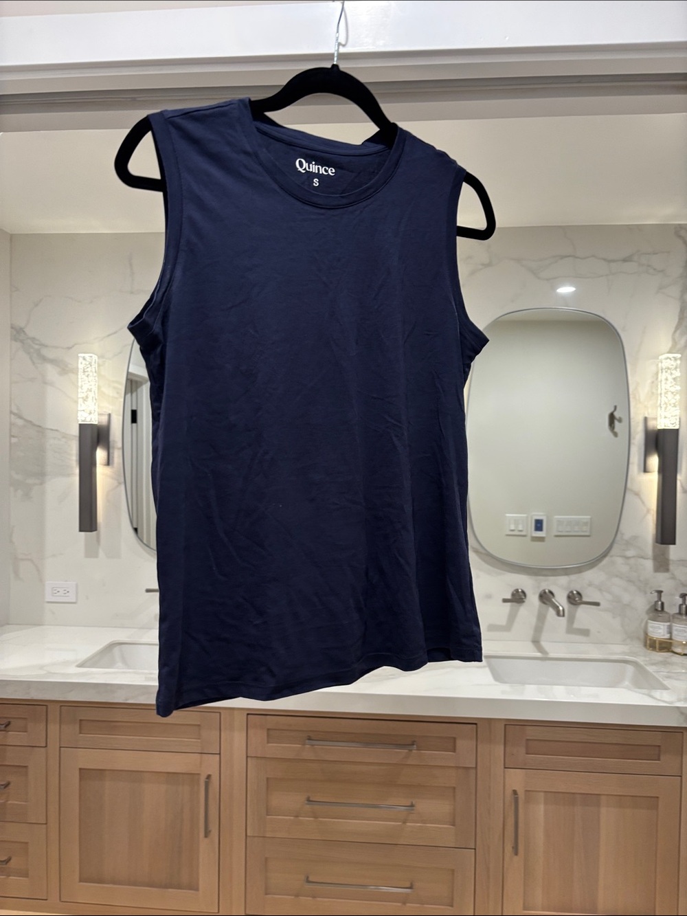 Quince Navy Sleeveless Crewneck Tank Top